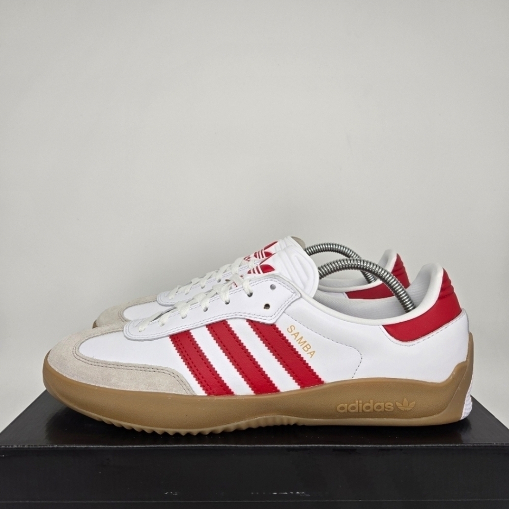 adidas Puig Samba 'White Better Scarlet Gum' Men's Skateboarding Shoes Size 11